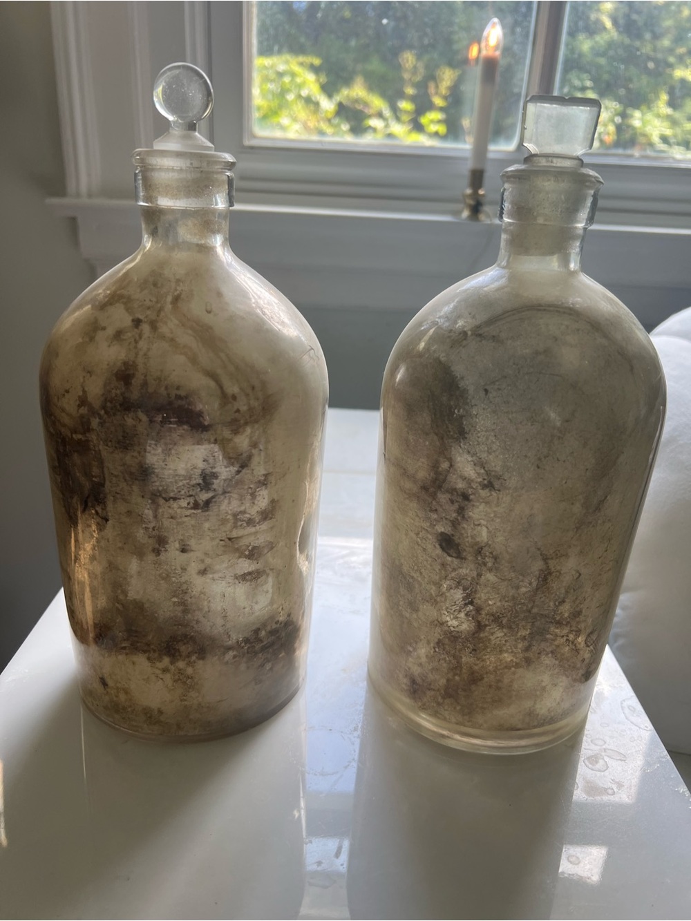 Unbranded Antique-Style Mercury Glass Apothecary Bottle - Set of 2